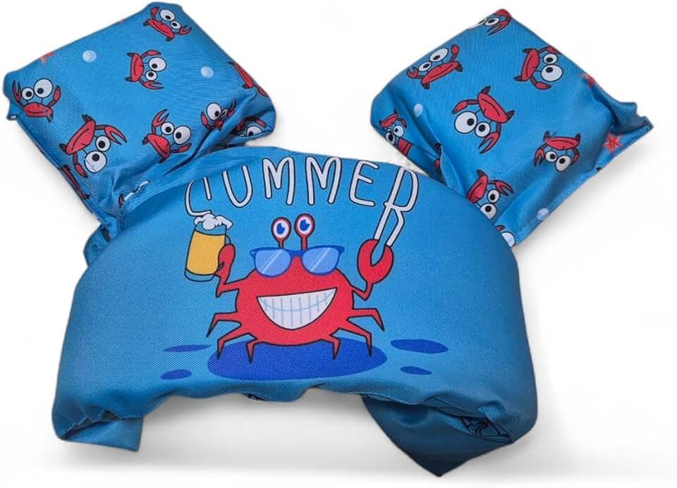 Colete Salva-Vidas Infantil com Boias de Braço Integradas até 25kg – Auxiliar de Flutuação Ajustável, Seguro e Confortável para Piscina, Praia e Natação – Infantil Menino e Menina