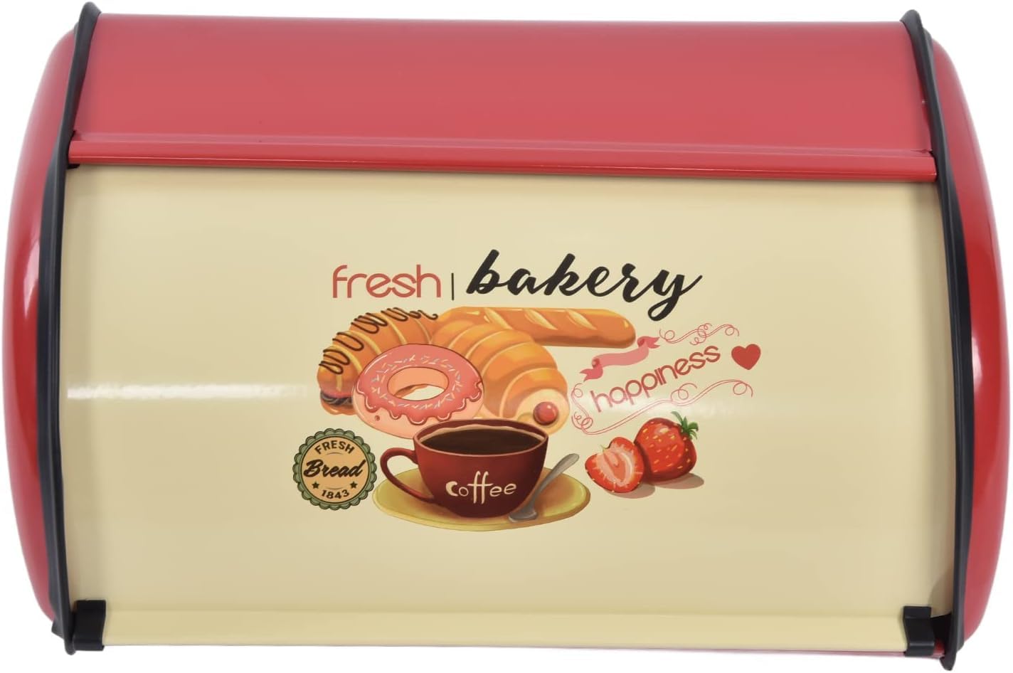 Boîte à pain en métal design rouge et élégante pour comptoir