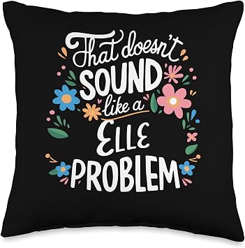 Elle Personalized Cute Flower Girls Elle Name Throw Pillow
