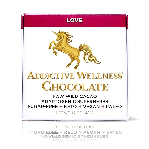 Addictive Wellness Chocolate sin azúcar crudo LOVE 12 PACK Vegano Paleo & Keto- Purely Superfoods y Adaptógenos