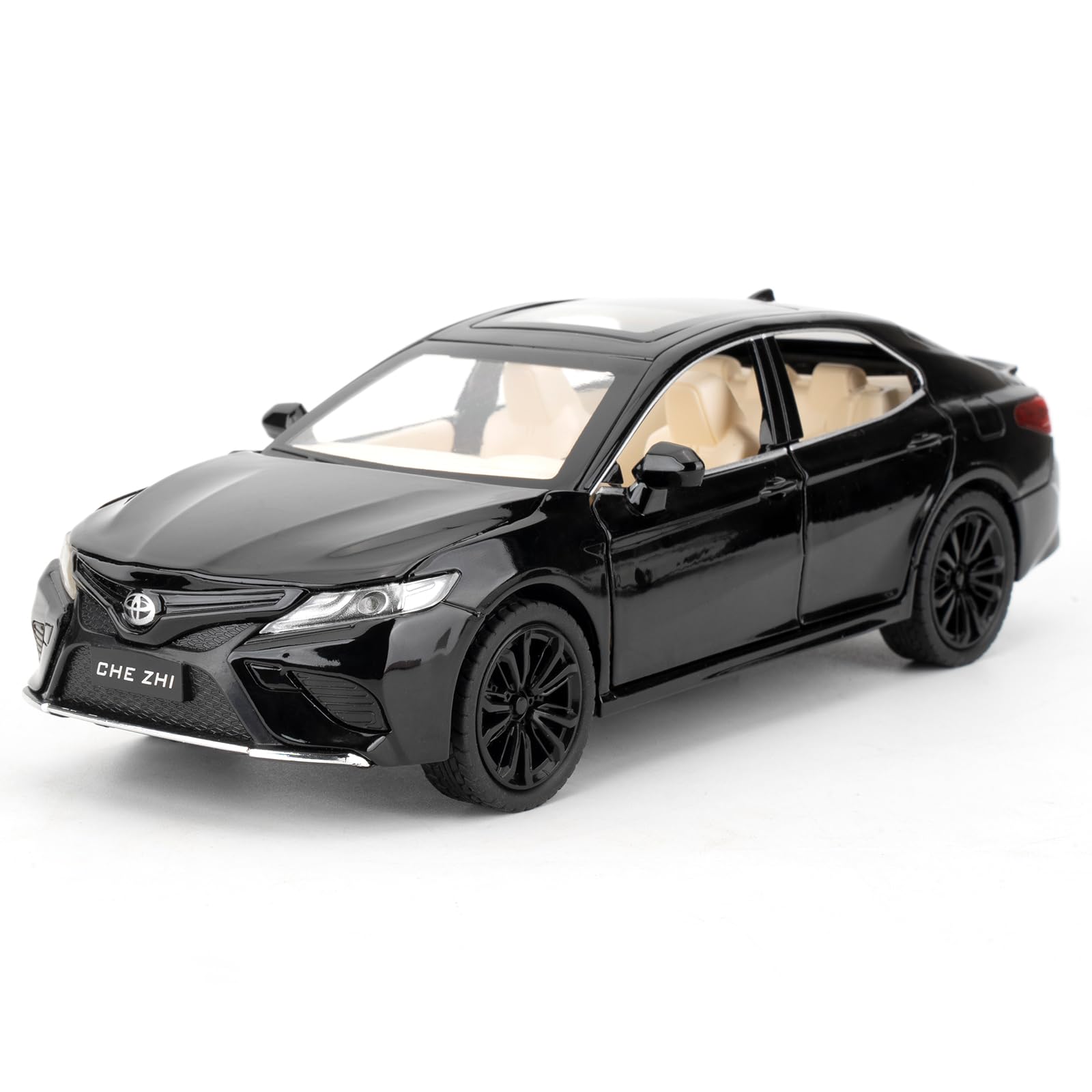 1/24 Toyota Camry Die-cast Model Car, Collectible Alloy Model with Sound and Light Function and Pullback Function, Black