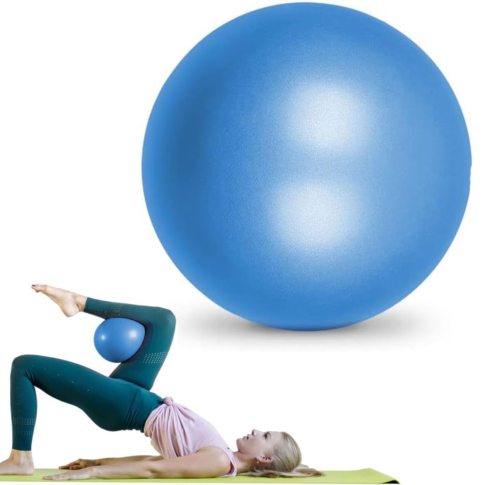 NTEK Soft Pilates Ball – Mini Exercise Ball for Yoga, Core Training & Physical Therapy – Anti-Burst, Non-Slip Small Gym Ball with Straw for Easy Inflation Home, Office & Barre Workouts (BLUE, 75CM)