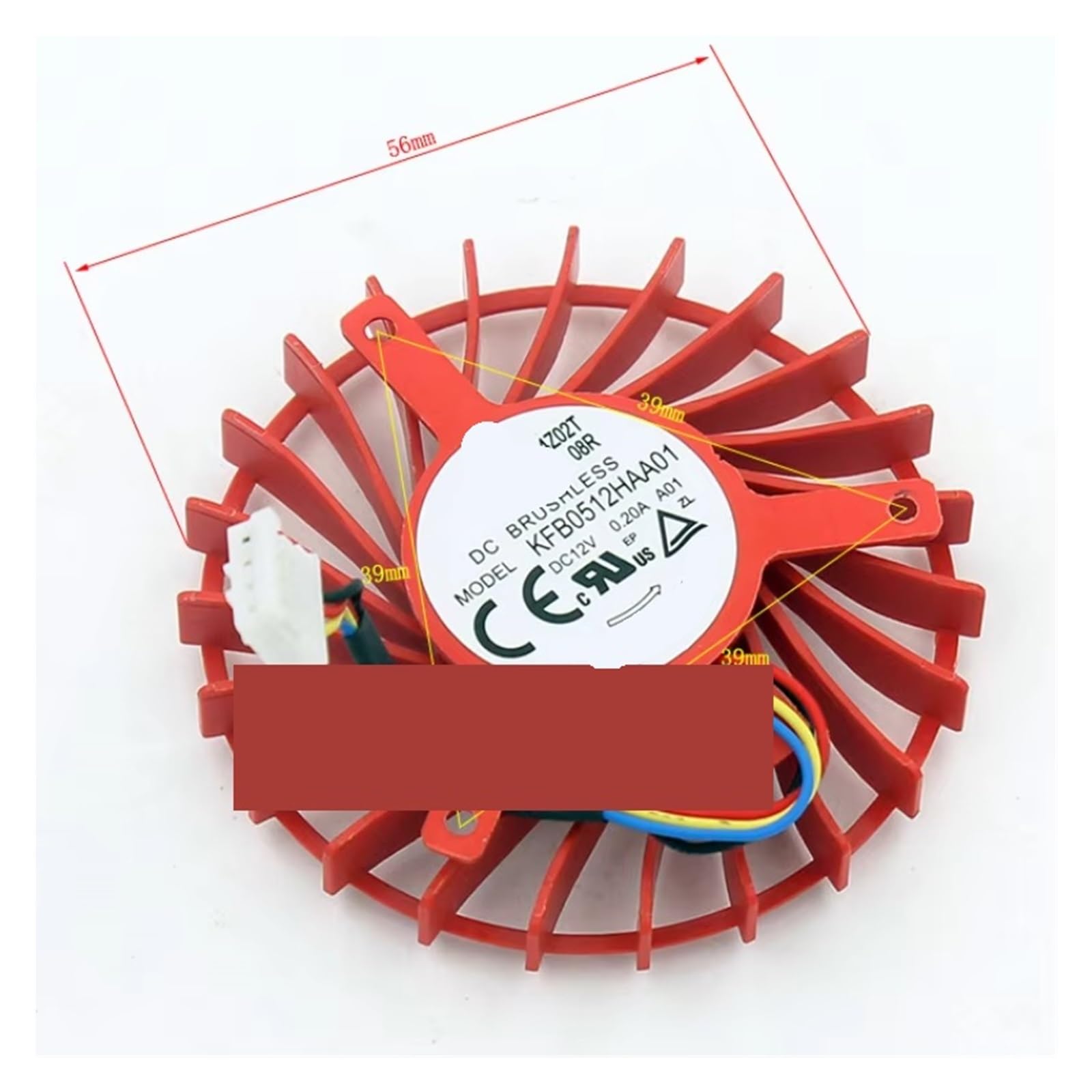 UITGVDQAT KFB0512HAA01 DC 12V 0.20A 55mm 39mm 4-Wire Server Cooling Fan