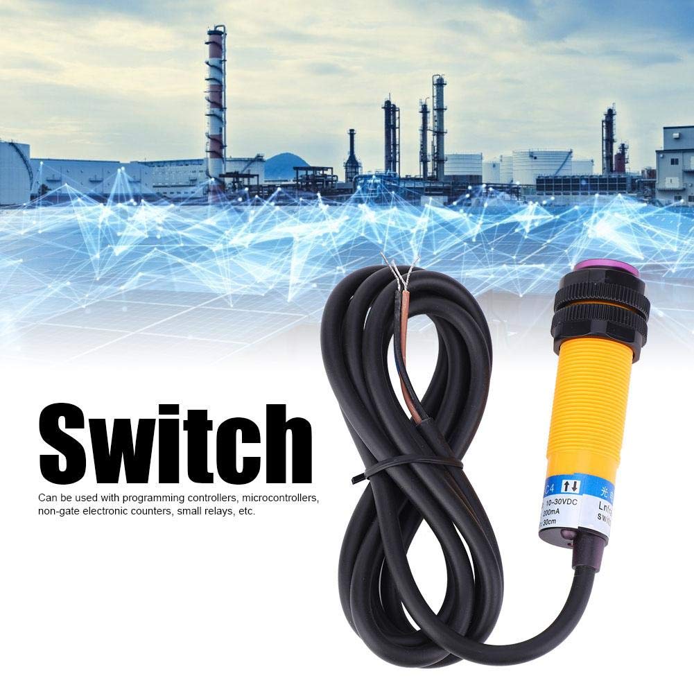 10PCS Infrared Diffuse Photoelectric Switch, E3F-DS30C4 M18 Proximity Switch, Optical Three Lines NPN NO (Normally Open) 30 cm Detection Distance10-30VDC Obstacle Avoidance Sensor Module