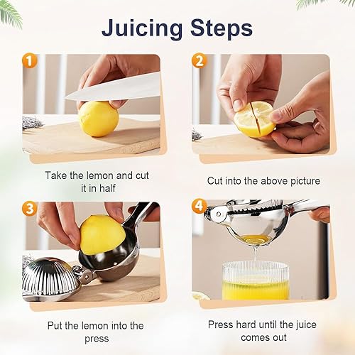 Miniatura 5 de Exprimidor de limón, exprimidor de limón de mano de acero inoxidable, exprimidor de cítricos, accesorios de cocina manual 2025, exprimidor de mano