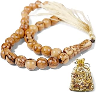 Masbaha 33 Beads Olive Wood – Islamic Prayer Beads from Jerusalem – Tasbeeh for Dhikr, Quran, Misbaha, Tespih – Muslim Gift Rosary