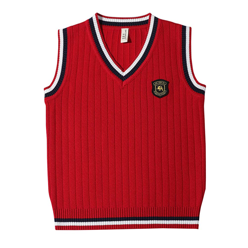Shengwan Niños Chaleco de Punto Cuello V Suéter Jersey Uniforme de Colegio para Bebé 3-8 Años