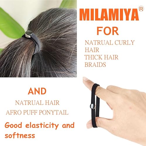 Miniatura 4 de MILAMIYA 8 lazos de alta elasticidad para cabello grueso, cabello rizado natural y trenzas, cuerda conectable  banda antideslizante ajustable para
