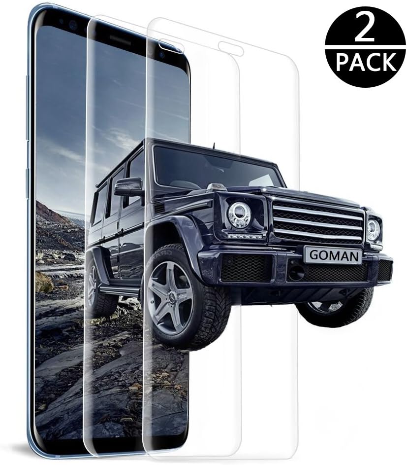 Galaxy S8 Screen Protector, GOMAN [2 PACK] Tempered Glass Screen Protector for Samsung Galaxy S8 [5.8 inch], Full Coverage, Ultra HD Clear, Anti-Scratch, Bubble Free, Anti-Fingerprint Curved Protective Film Cover for Samsung Galaxy S8 - Transparent