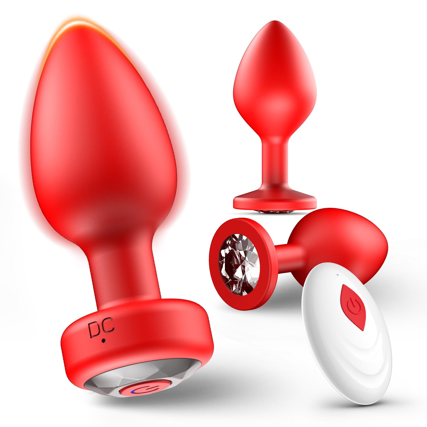 Anal Plug Sex Toys Vibrator–3Pcs Silicone Butt Plugs Training Kit with Remote Control, 10 Vibration Modes, Prostate Massager for Adult- Red