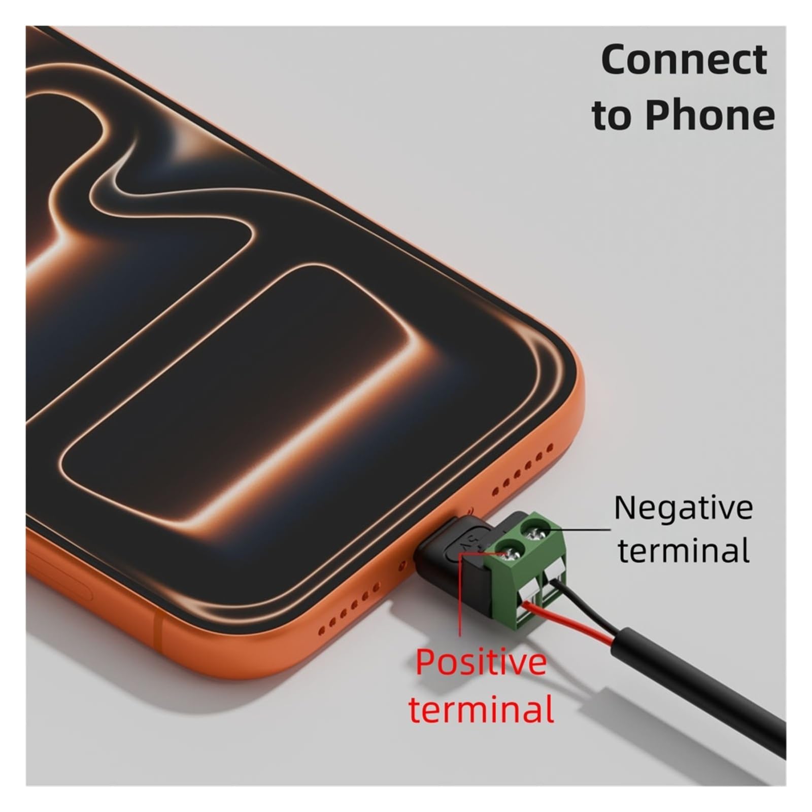 USB C/Micro to 2 Pin Screw Terminal 5V Solderless Adapter(5Pcs,Micro-Male Charging)