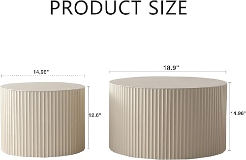 Miniatura 49 de WILLIAMSPACE Juego de 2 mesas auxiliares anidadas, redondas de madera negra para espacios pequeños, sala de estar, dormitorio, mesa auxiliar 18.9"