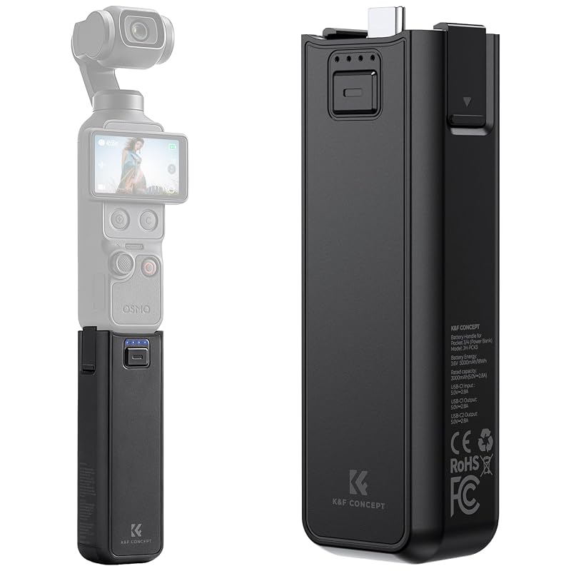 K&F CONCEPT 5000mAh Fast Charging Battery Handle for Osmo Pocket 3/4/4 Pro
