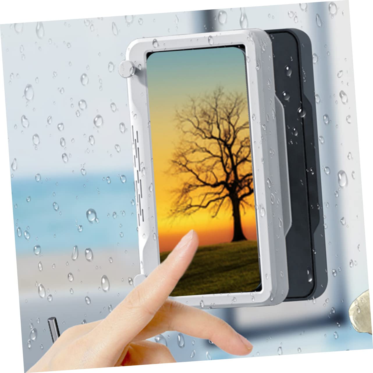 Mikikit 3stücke Dusch Handyhalterung Drehbar wasserdichte Wandmontage Für Smartphones Lochfreies Design Für Badezimmer Mit Aromatischer Funktion Elegantes