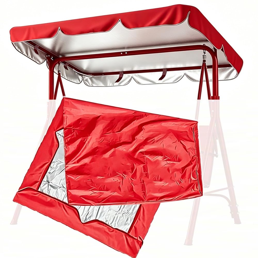 TAJMDGW Patio Swing Chair Top Cover Waterproof Oxford Porch Swing Glider Canopy Replacement Shade Fabric For Outdoor Yard Park Backyard(Red,249x185cm(98x73inch))