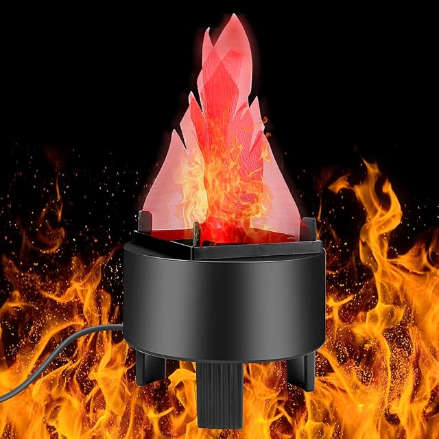 Auniq 3D LED Fake Fire Flames Effect Light, 110V Electric Fake Campfire Lamp Artificial Flickering Flame Table Lamp Halloween Christmas Party Decorations Holiday Supplies for Stage Home Bar