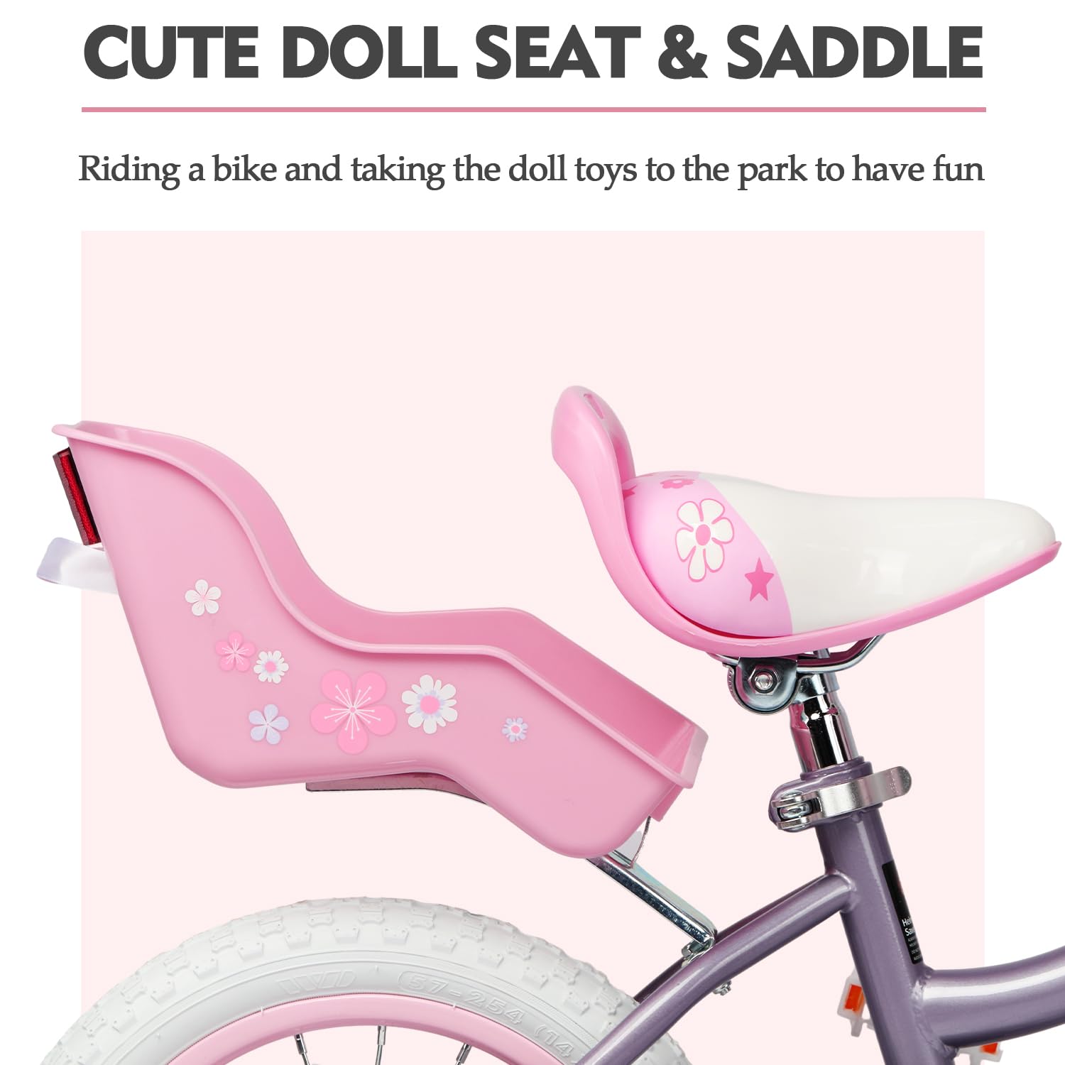 Glerc Petals 12 14 16 Zoll Kinderfahrrad Prinzessinnen-Stil für 2-8 Jahre alte Mädchen, mit Lenkerquasten & Korb & Stützrädern,Rosa/Blau/Lila/Pfirsichfarben