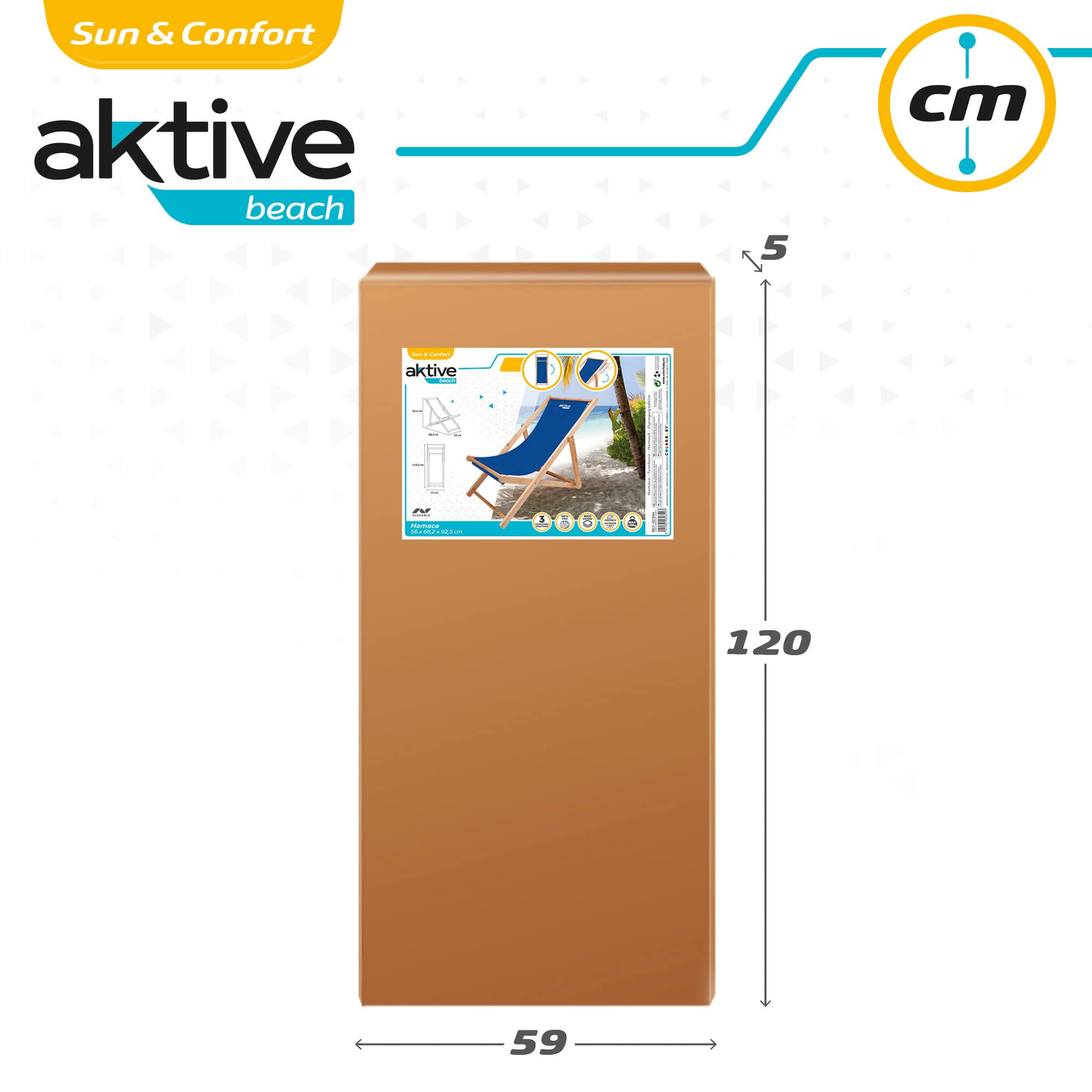 AKTIVE Silla Hamaca Madera 3 Pos 56x77.5x78cm - Azul Marino