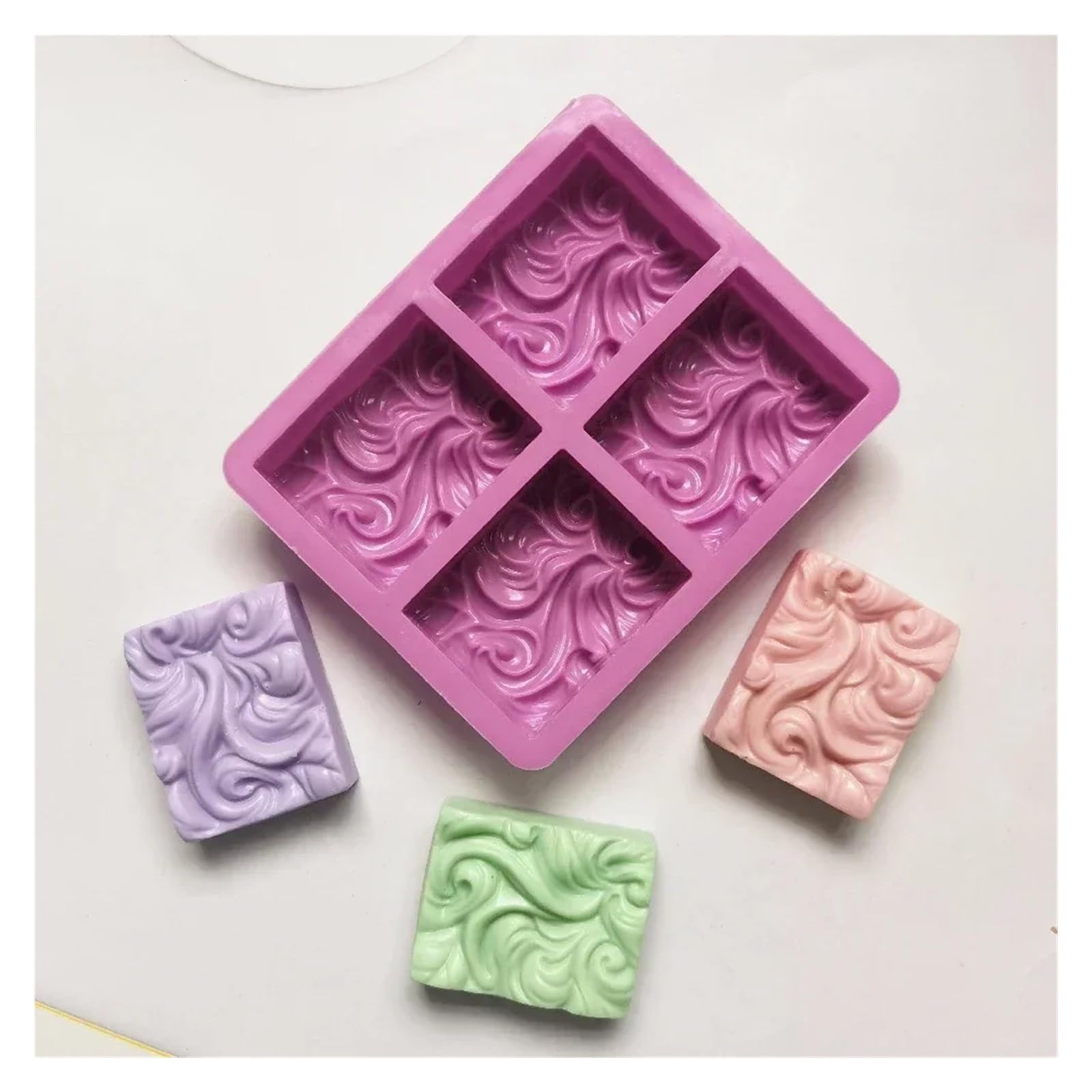 Stampi per sapone in silicone Stampo for sapone in silicone 3D fatto a mano da 1/2 pezzi con motivo ondulato for a fai te, candele, resina, gesso, strumenti for decorare torte(Purple 2Pcs)