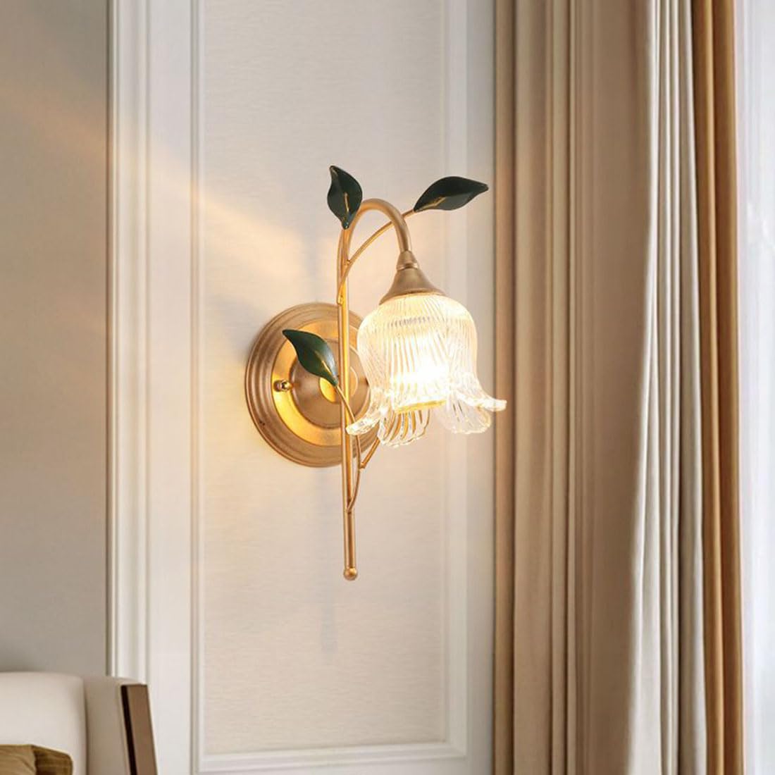 Applique Moderne con Paralume in Vetro a Forma di Fiore, Stile Industriale, Attacco E14, lampade retrò da Comodino per Camera da Letto, Soggiorno, corridoio Scale, Ristorante, Loft.