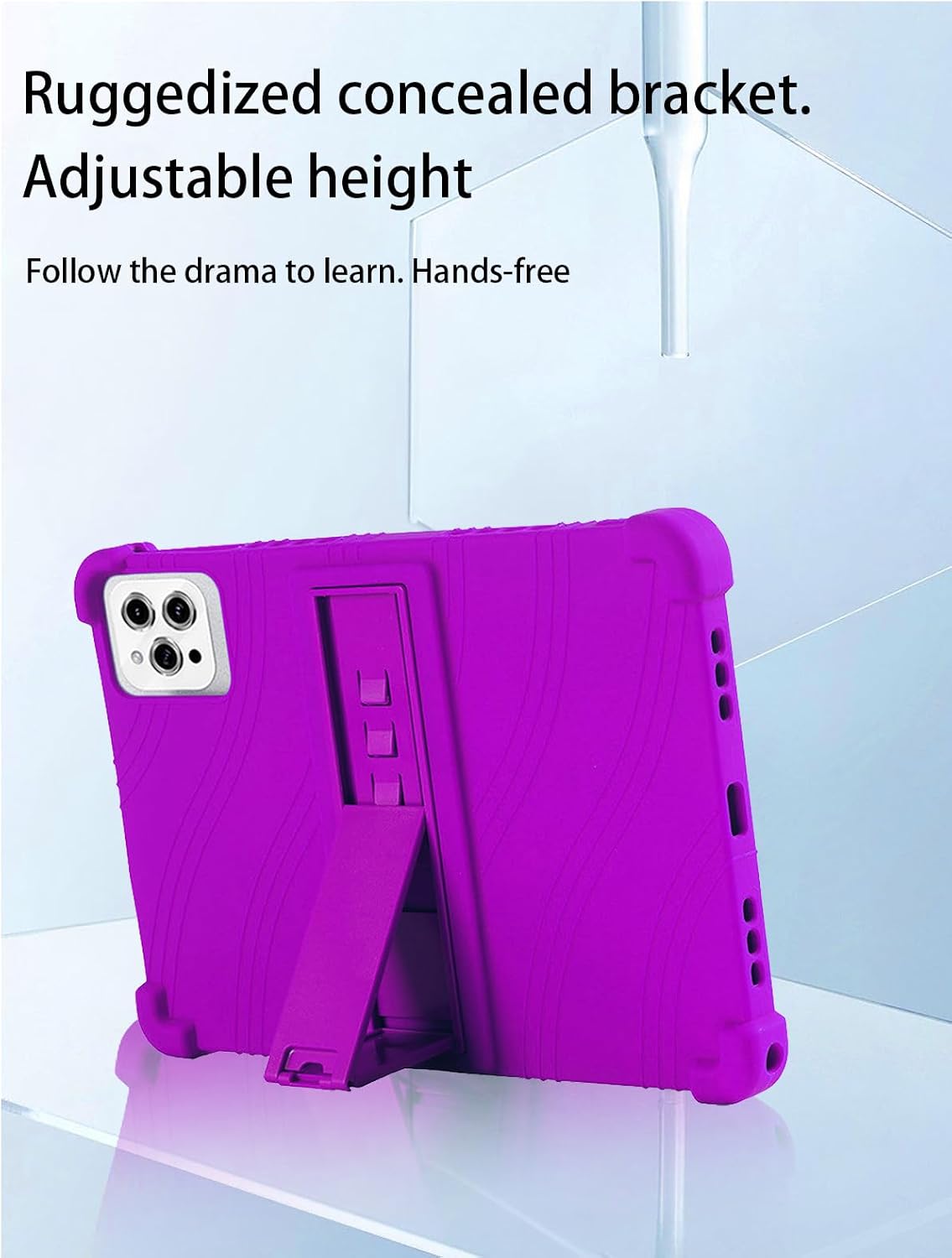for KADYBED D115 Android 13 Tablet 10.1 inch Tablets 2024 New Model Case,Soft Silicone Adjustable Stand Cover Lightweight Kids Friendly,Purple. image 4