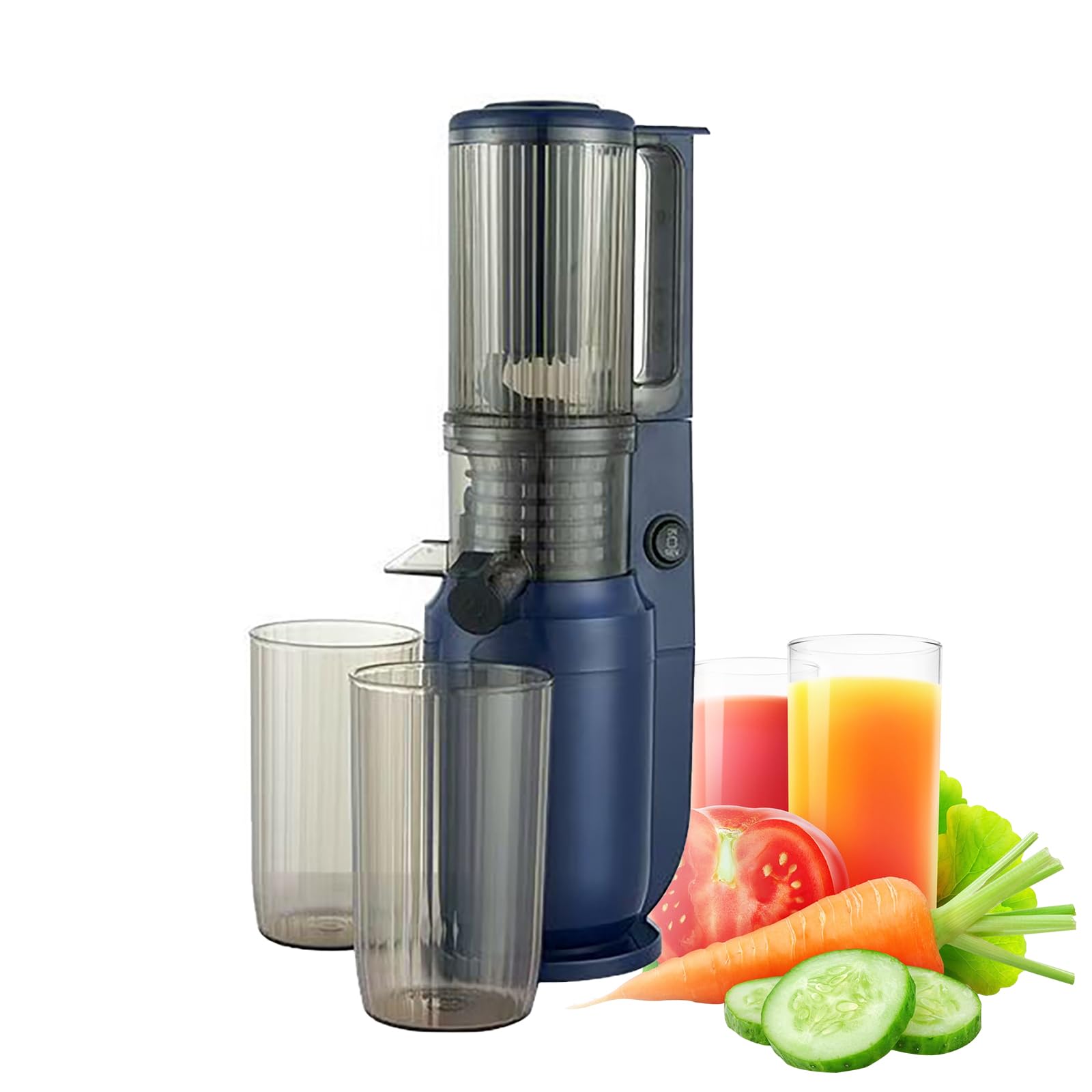 Exprimidor Lento Compacto 200W, Prensa en Frío con Tubo de 80 mm – Exprimidor de Verduras y Frutas para Alto Rendimiento, Sin BPA y Fácil de Limpiar – Licuadora para Frutas Enteras