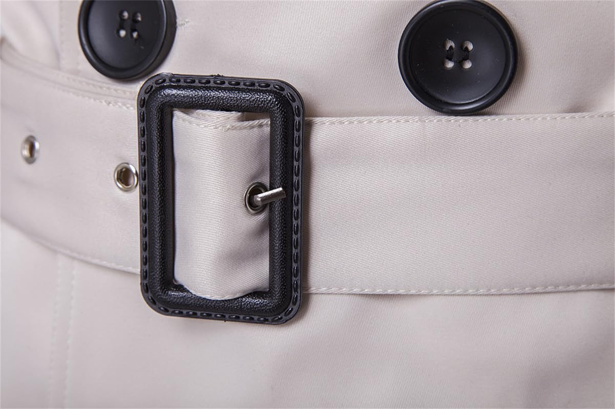 VIVICOLOR Giacca da Trench Doppiopetto da Uomo, Trench Lungo Casual Sottile da Uomo Giacche da Trench Lunghe Leggere con Risvolto da Uomo
