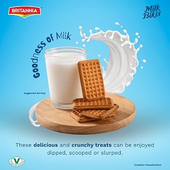Britannia Milk Bikis Biscuits 19.04oz (540g) | Crunchy Milk Biscuits Kids Favorite Snack for Breakfast & Tea Time