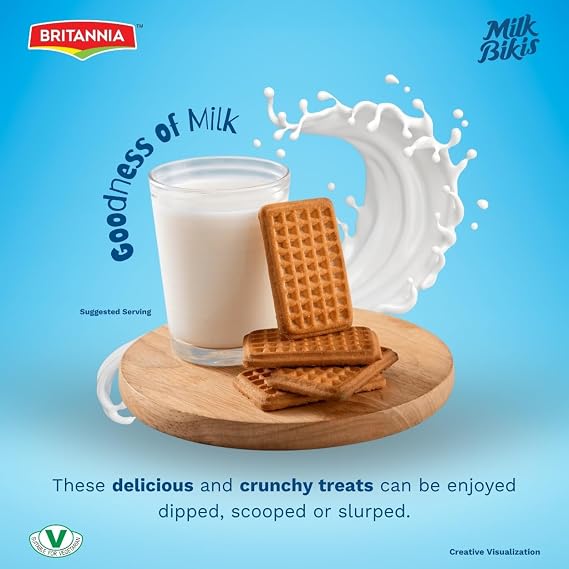 Britannia Milk Bikis Biscuits 19.04oz (540g) | Crunchy Milk Biscuits Kids Favorite Snack for Breakfast & Tea Time