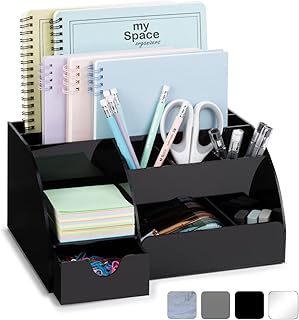 My Space Organizers Black Desk Organizer with 9 Compartments - Desktop O...