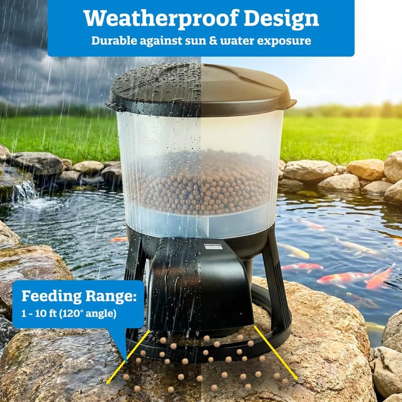 Webb's Water Gardens AutoFeed - Automatic Programable Fish Feeder for Ponds and Lakes. 1.5 Gallon Food Capacity
