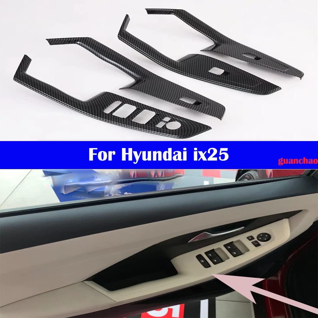 Car interior strip modification decoration strip Carbon Fiber For ix25 2020-2021-2022-2023 (4 inner hand guard trim)
