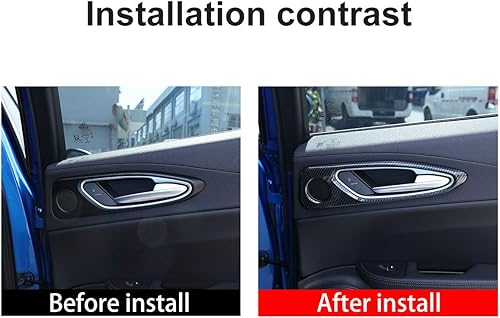 Miniatura 2 de CHEYA Adhesivo de plástico ABS para manija de puerta interior de automóvil para Alfa Romeo Giulia 2017-2020 Accesorios de automóvil (fibra de