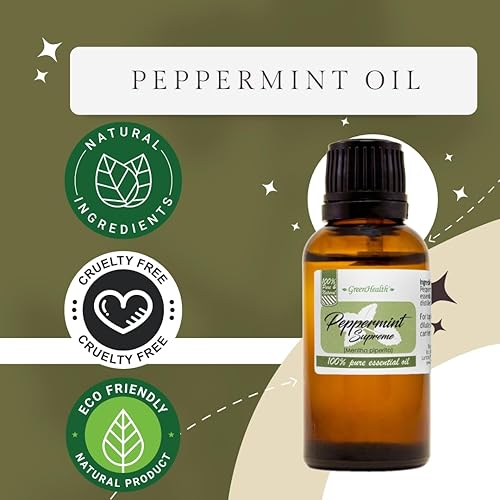 Miniatura 6 de Aceite de menta (Mentha Piperita) - Botella de vidrio de 1/3 fl oz (0.3 fl oz) - Aceite esencial 100% puro - GreenHealth