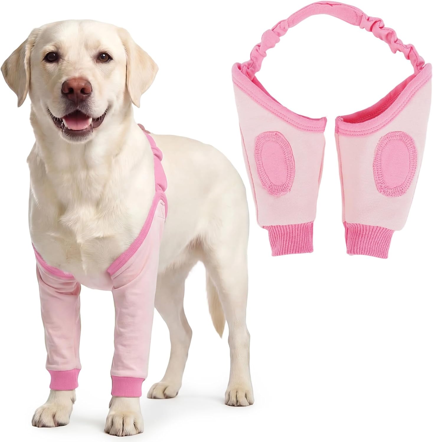 DENTRUN Dog Surgery Leg Sleeve for Front Legs - Elbow Knee Protector, Stop Licking Sleeve, Adjustable Comfort Fit for Small Medium Large Dogs Wound Licking, Sprains, Arthritis Care