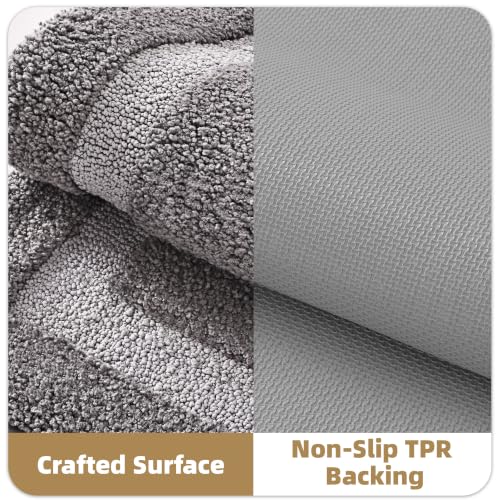 Image of Color&Geometry Mini Gray Bathroom Rugs 24x16, Extra Soft Absorbent Microfiber Bath Rug, Non-Slip Bathroom mat, Washable Plush Bath Mats for Bathroom, Shower, Bathtub, Laundry, Small, Dark Light Grey