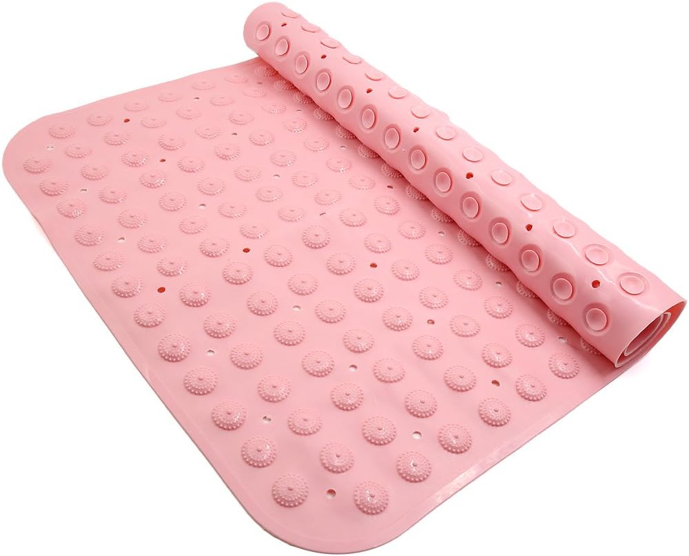 TPR Non- Machine Washable Bathtub Mats,Pink,34.6 Inches x 22.4 Inches (id: 240 c59 435 6ce 613