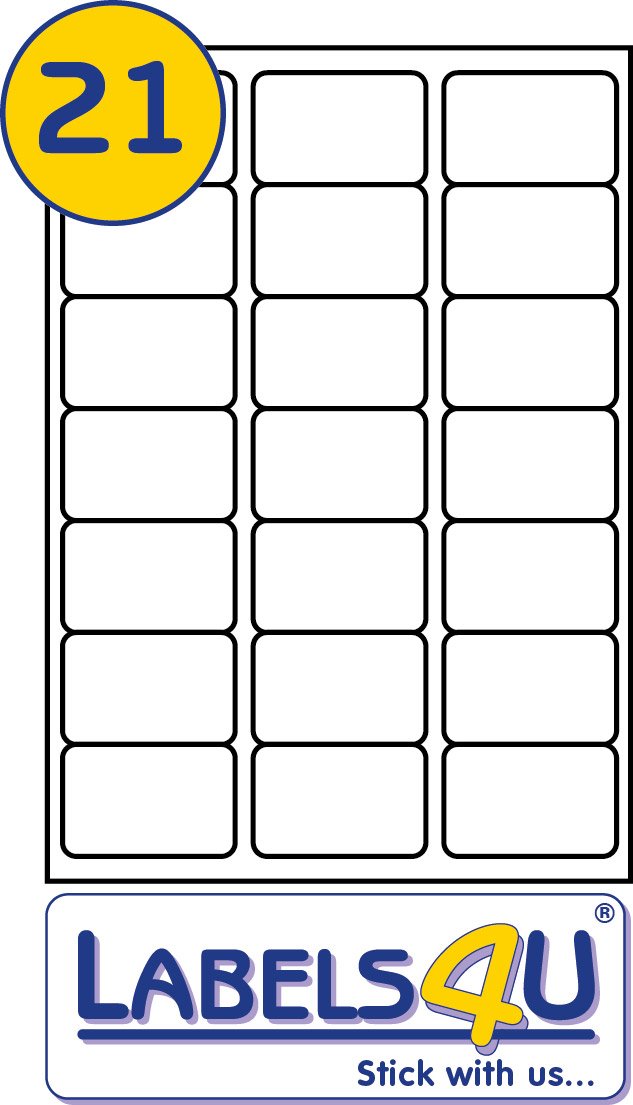 500 Sheets of White Address Labels 21 per A4 Sheet Laser Inkjet L7160 (63.5mm x 38mm)