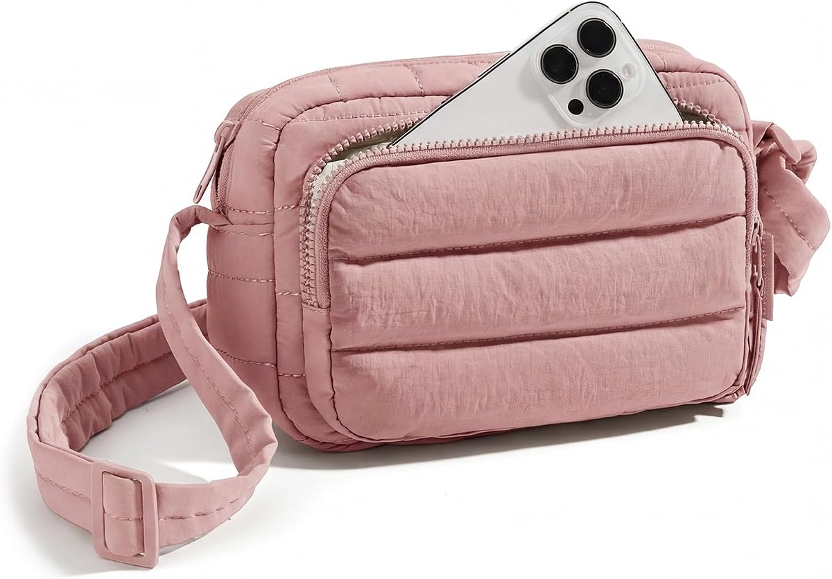 BAGSMART Bolsos cruzados para mujer, bolsos cruzados acolchados para mujer con ranuras de bloqueo RFID, bolsos cartera pequeña | Monedero de viaje