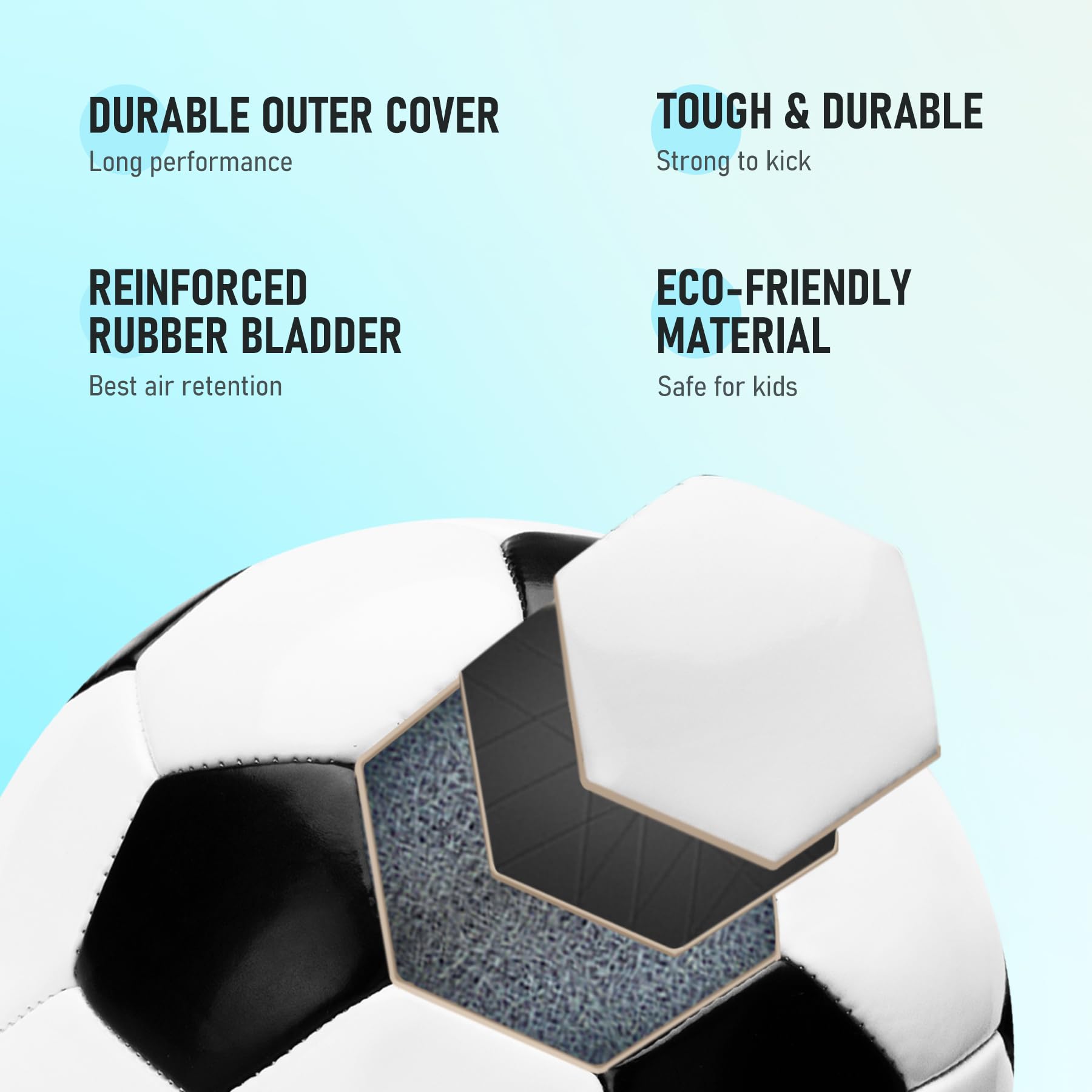 Pallone da calcio misura 3 con pompa e borsa, confezione da 2, classico bianco e nero, durevole per uso interno/esterno, ottimo regalo per bambini, ragazzi e adulti
