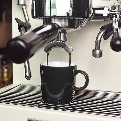 Miniatura 6 de homEdge Mini taza de café de porcelana, 4 onzas  4.1 fl oz, de cerámica, para café, té y café, juego de 6, color negro