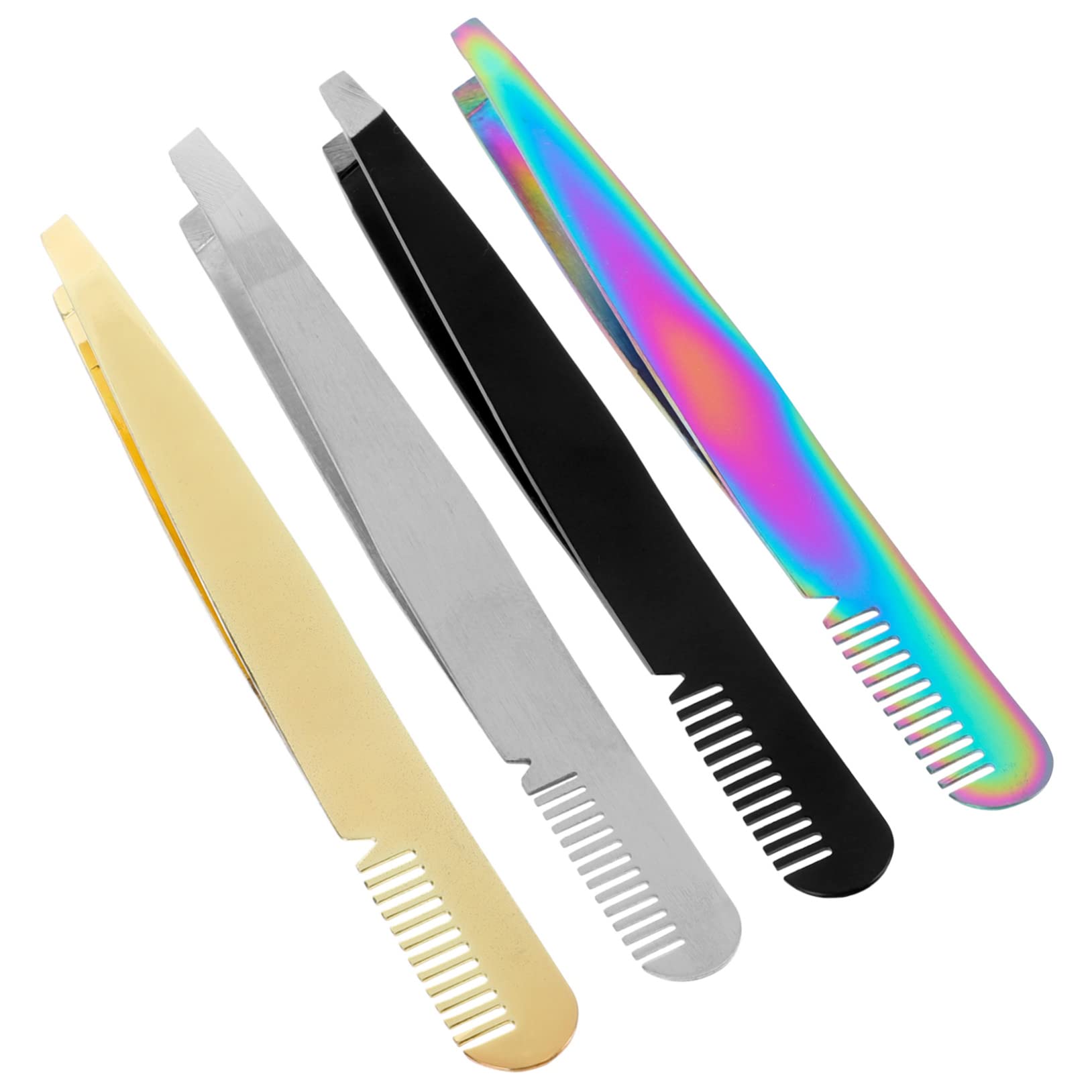 POPETPOP 20pezzi Pinzette Sopracciglia Inossidabile Con Punta Di Precisione e Pettine Strumenti Per La Bellezza e Rimozione Dei Elegante Per Donne e Uomini
