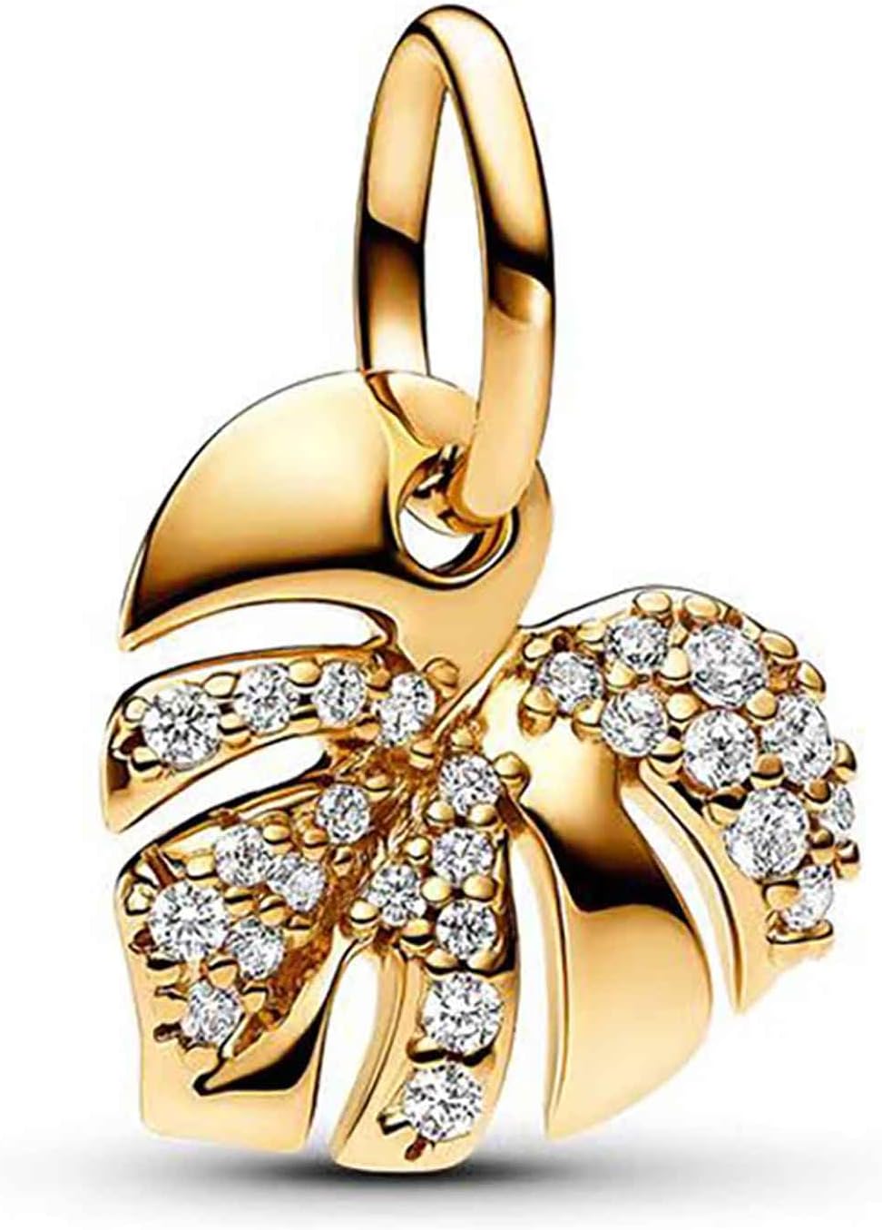 Charms Beads 925 Sterling Silver Gold Leaf Travel Friend Love Family Dangle Pendant with 5A Cubic fits for Charms Bracelets for Woman Valentine's Day Mother's Day Christmas Birthday Gift