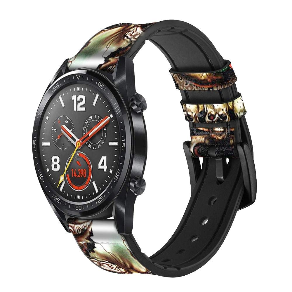 Skull Wing Rose Punk Cinturino in Pelle e Silicone Smartwatch per Wristwatch Smartwatch Smart Watch Taglia (22mm)