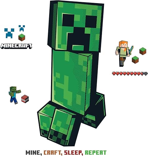 Miniatura 2 de RoomMates RMK5360GM Minecraft Creeper - Calcomanías de pared gigantes color verde negro marrón rojo naranja