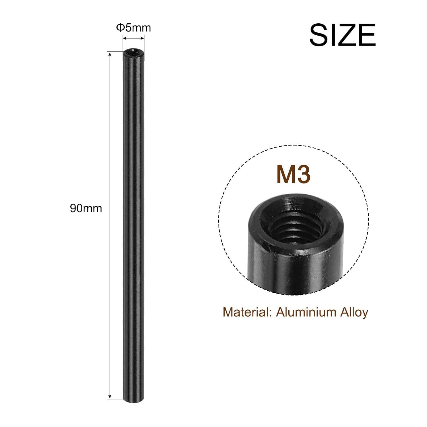 8 Pcs Round Aluminum Standoff Column Spacer M3x90mm for RC Airplane Black HOAICH953