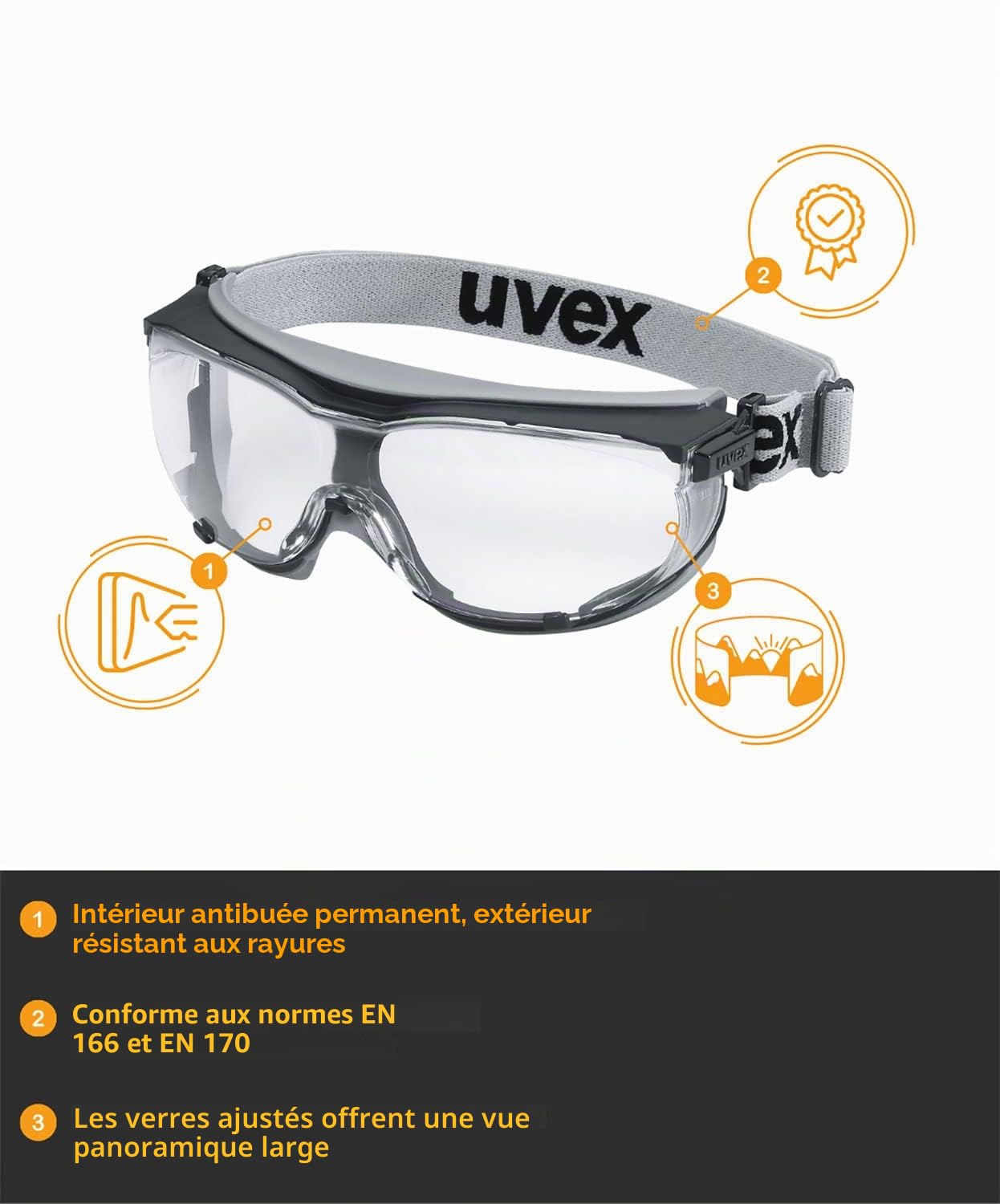 Uvex 9307375 verres de sécurité, Carbon Vision, SV Extreme transparent, gris/noir