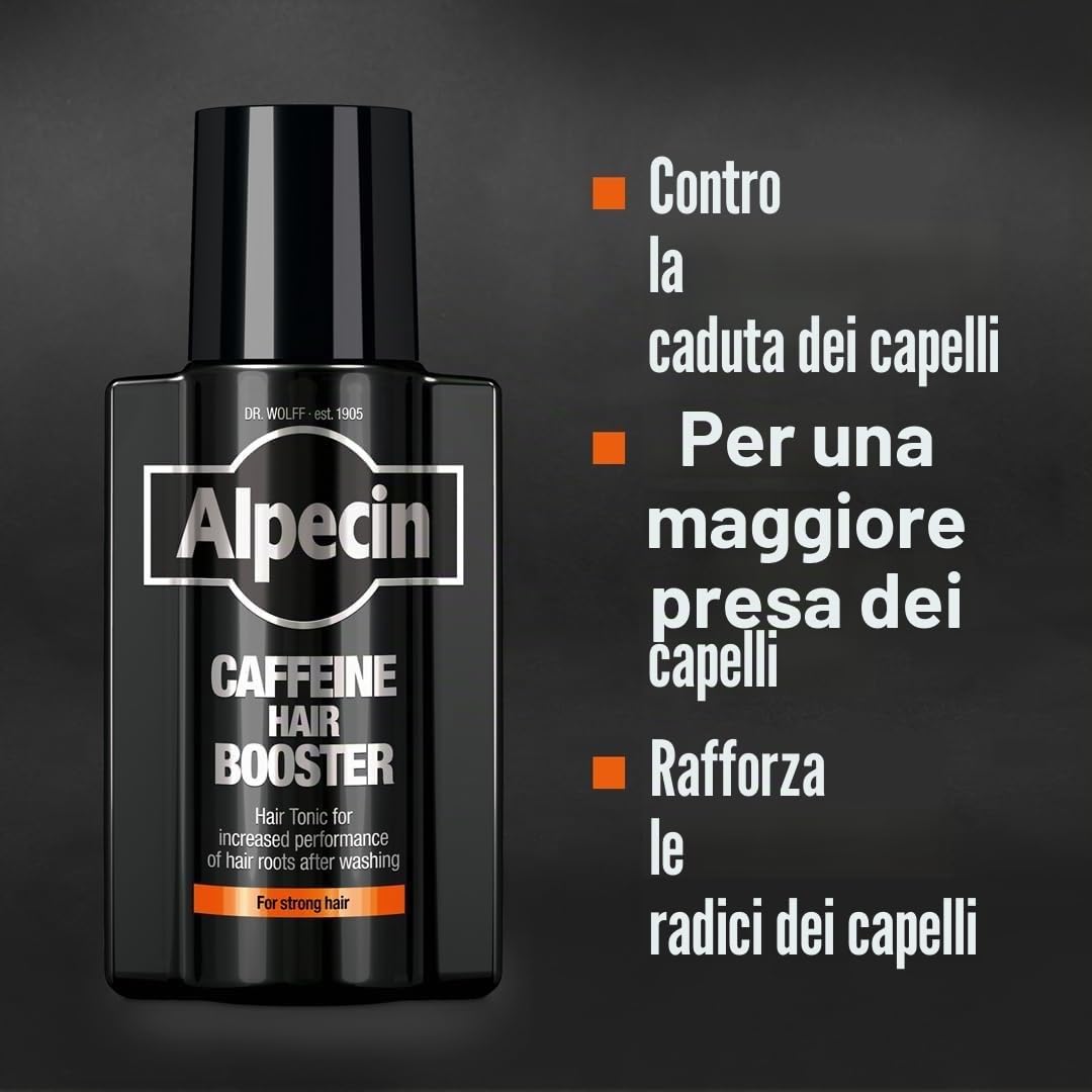 Alpecin Caffeine Hair Booster, 2 x 200 ml - Tonico per rinforzare le radici dei capelli