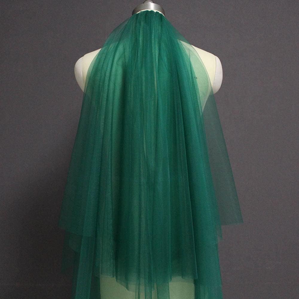 Rieort Velo da Donna Veli da Sposa in Tulle Verde Velo da 3 m di Lunghezza Velo da Sposa in Tulle a 2 Strati per scattare Foto Velo da Testa con Pettine Velo da Sposa Elegante Traspirante