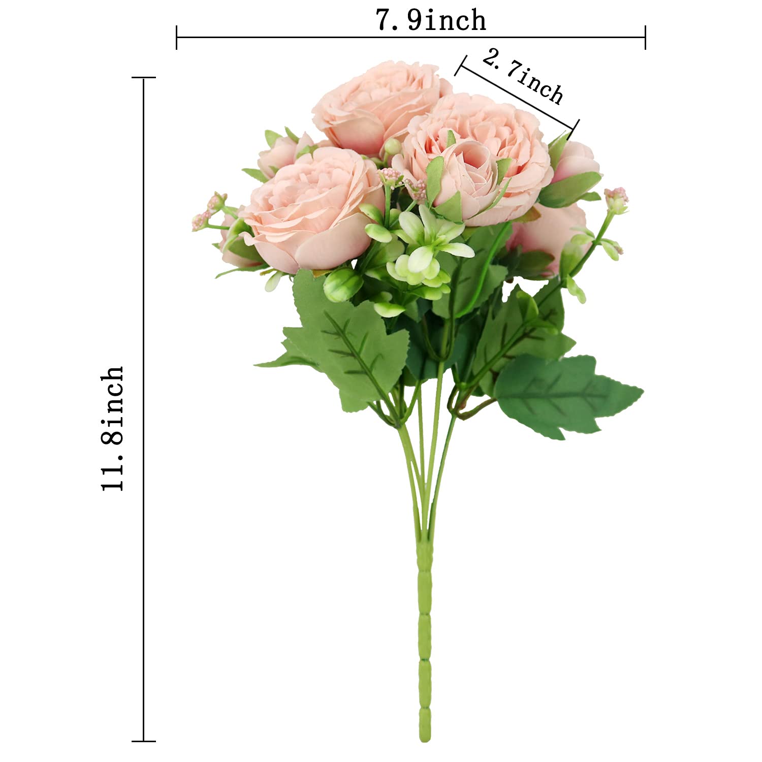 Amazon｜LUCKY SNAIl 4束 ライトピンク 人工牡丹の花 11.8インチ